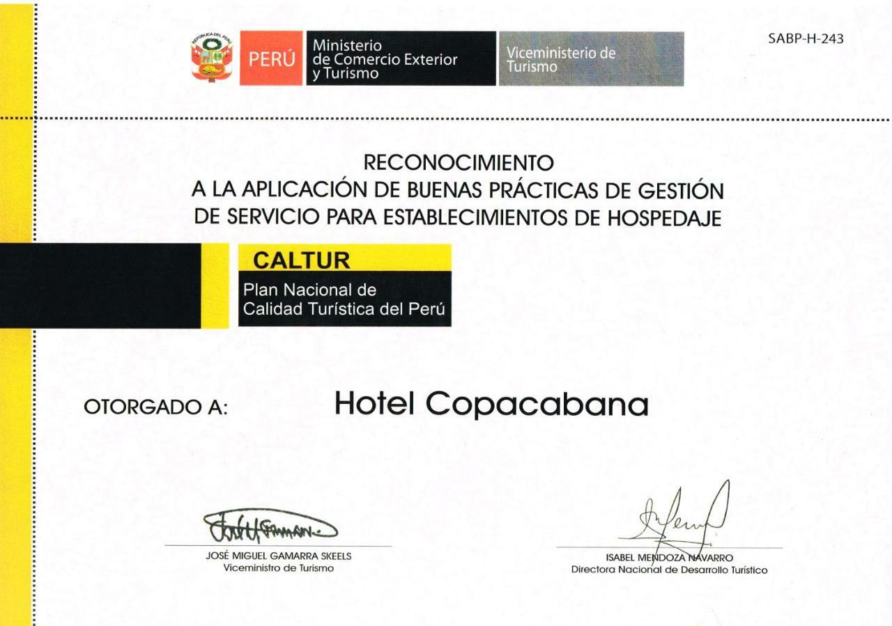 Copacabana Hotel Tacna Exterior foto